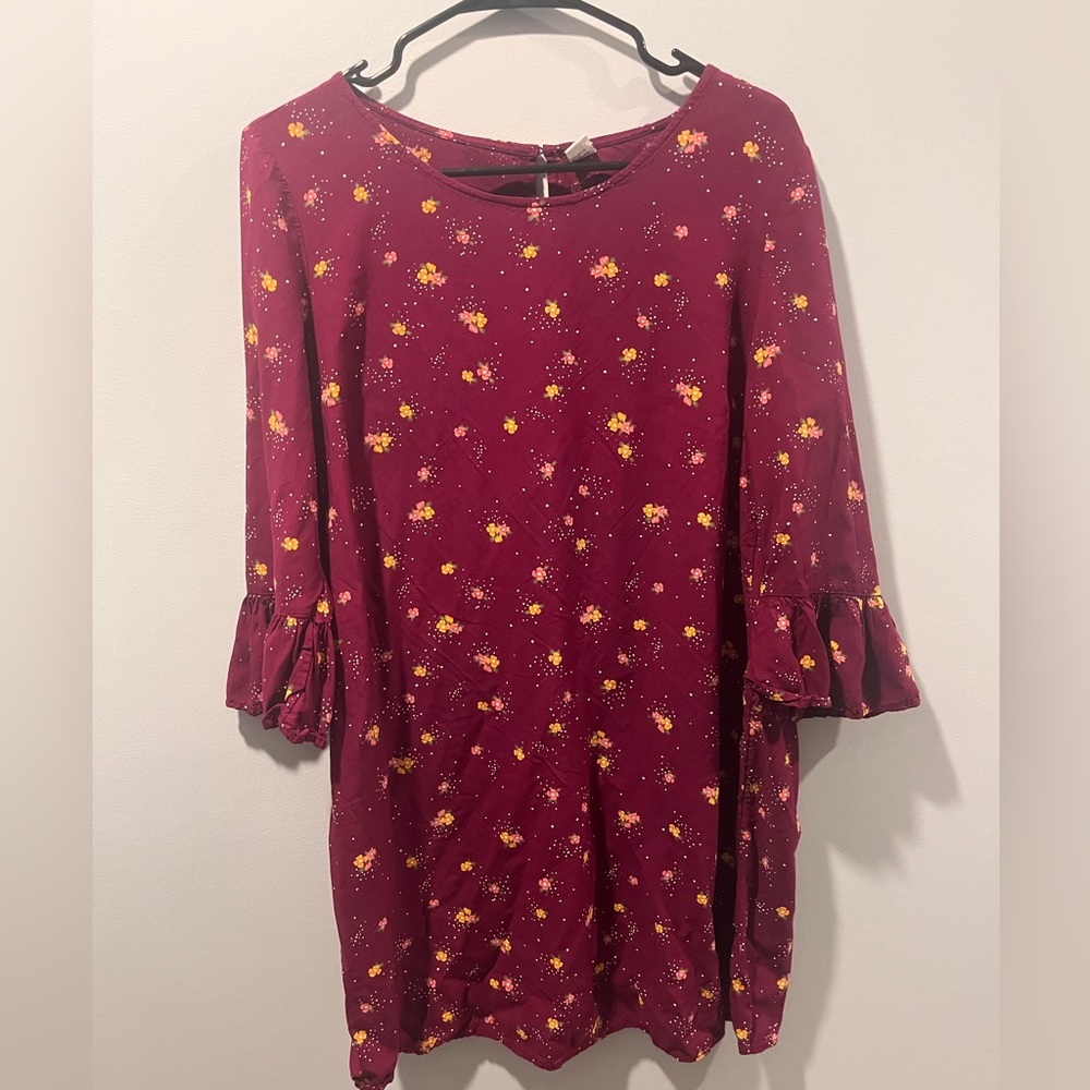 Large Old Navy midi dress. Purple with pink and yellow flowers